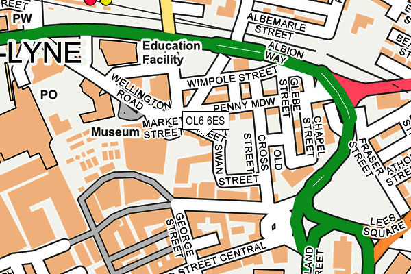 OL6 6ES map - OS OpenMap – Local (Ordnance Survey)