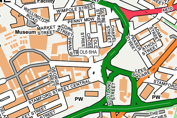 OL6 6HA map - OS OpenMap – Local (Ordnance Survey)