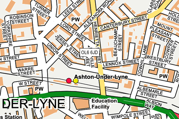 OL6 6JD map - OS OpenMap – Local (Ordnance Survey)