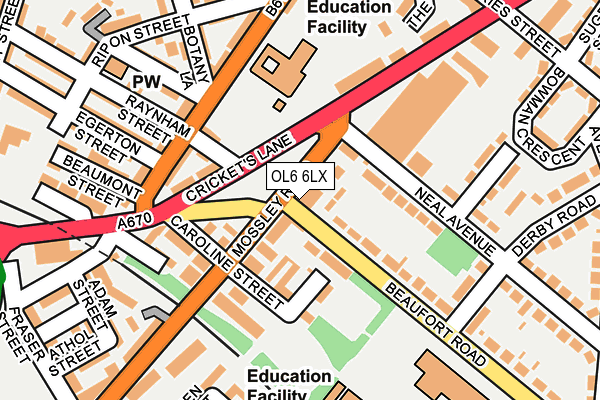 OL6 6LX map - OS OpenMap – Local (Ordnance Survey)
