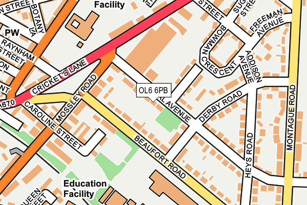 OL6 6PB map - OS OpenMap – Local (Ordnance Survey)