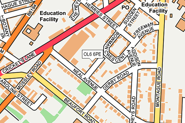 OL6 6PE map - OS OpenMap – Local (Ordnance Survey)