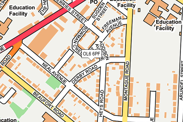 OL6 6PF map - OS OpenMap – Local (Ordnance Survey)