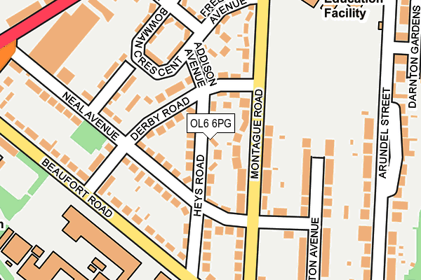 OL6 6PG map - OS OpenMap – Local (Ordnance Survey)