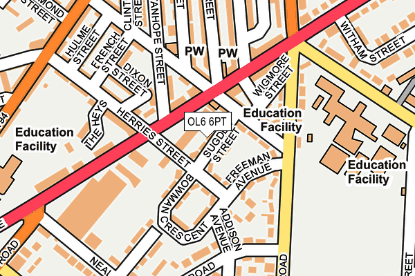 OL6 6PT map - OS OpenMap – Local (Ordnance Survey)