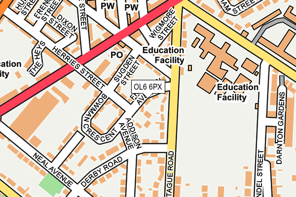 OL6 6PX map - OS OpenMap – Local (Ordnance Survey)