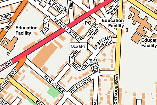 OL6 6PY map - OS OpenMap – Local (Ordnance Survey)