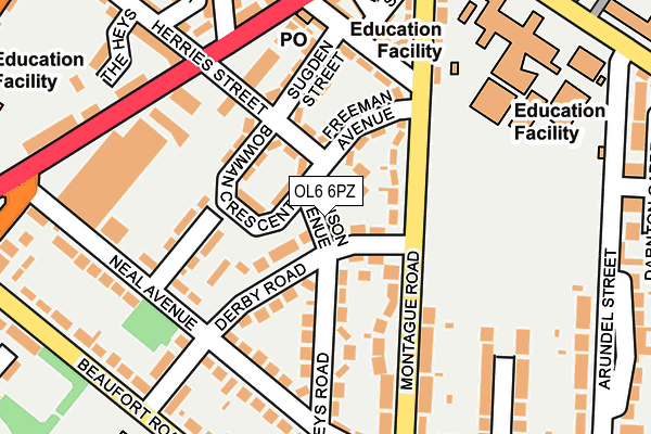 OL6 6PZ map - OS OpenMap – Local (Ordnance Survey)