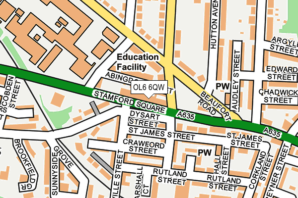 OL6 6QW map - OS OpenMap – Local (Ordnance Survey)