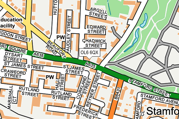 OL6 6QX map - OS OpenMap – Local (Ordnance Survey)
