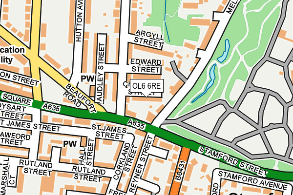 OL6 6RE map - OS OpenMap – Local (Ordnance Survey)