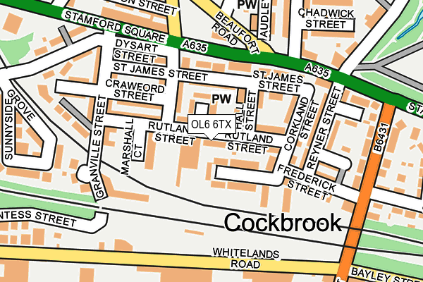 OL6 6TX map - OS OpenMap – Local (Ordnance Survey)