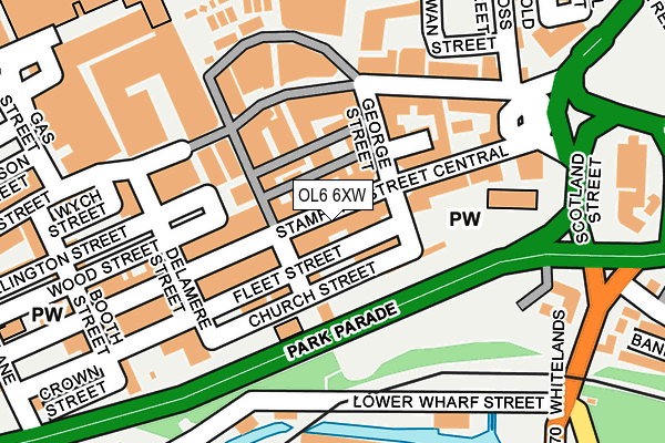 OL6 6XW map - OS OpenMap – Local (Ordnance Survey)