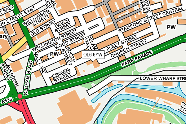 OL6 6YW map - OS OpenMap – Local (Ordnance Survey)