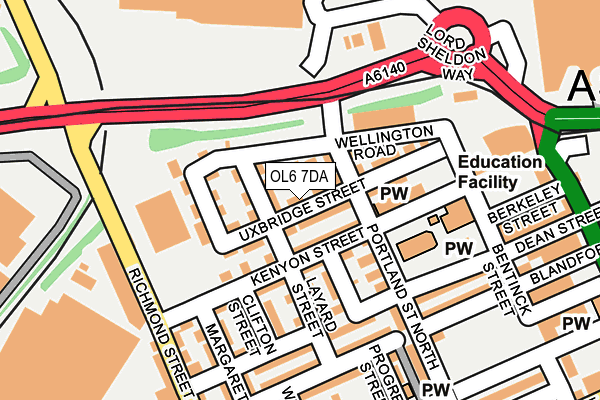 OL6 7DA map - OS OpenMap – Local (Ordnance Survey)