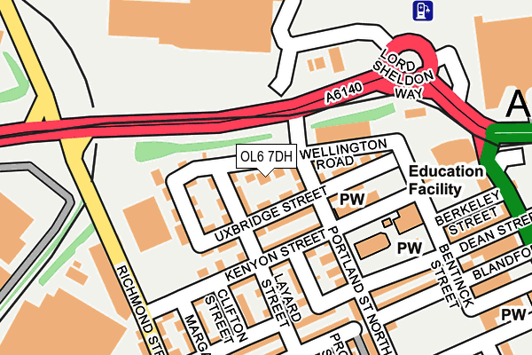 OL6 7DH map - OS OpenMap – Local (Ordnance Survey)