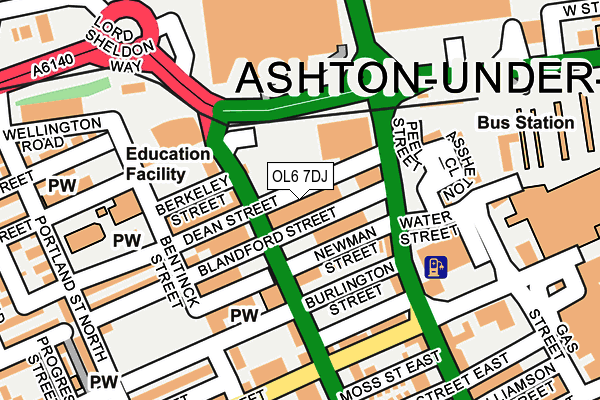 OL6 7DJ map - OS OpenMap – Local (Ordnance Survey)