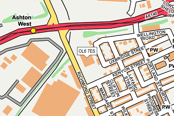 OL6 7ES map - OS OpenMap – Local (Ordnance Survey)