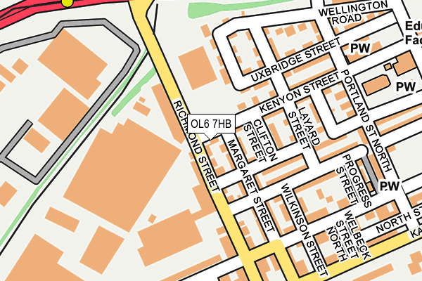 OL6 7HB map - OS OpenMap – Local (Ordnance Survey)