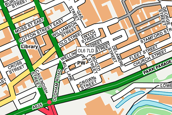 OL6 7LD map - OS OpenMap – Local (Ordnance Survey)