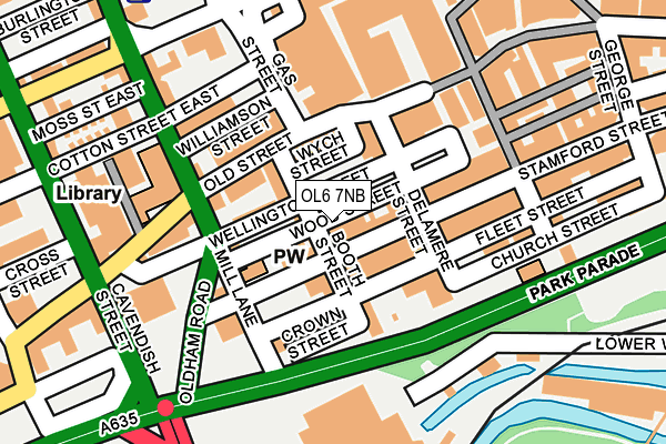 OL6 7NB map - OS OpenMap – Local (Ordnance Survey)