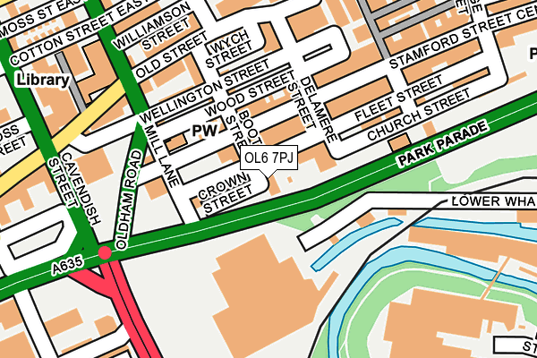 OL6 7PJ map - OS OpenMap – Local (Ordnance Survey)