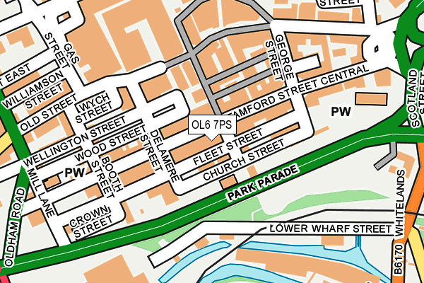 OL6 7PS map - OS OpenMap – Local (Ordnance Survey)