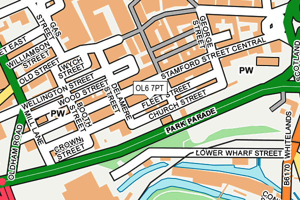 OL6 7PT map - OS OpenMap – Local (Ordnance Survey)