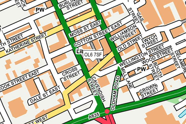 OL6 7SF map - OS OpenMap – Local (Ordnance Survey)