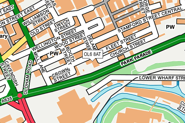 OL6 8AT map - OS OpenMap – Local (Ordnance Survey)