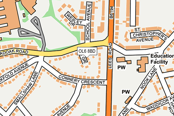 OL6 8BD map - OS OpenMap – Local (Ordnance Survey)