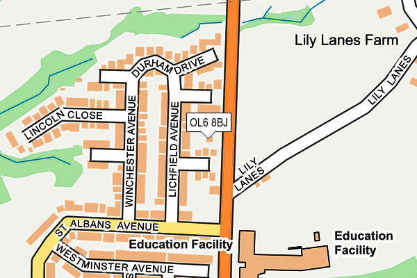 OL6 8BJ map - OS OpenMap – Local (Ordnance Survey)