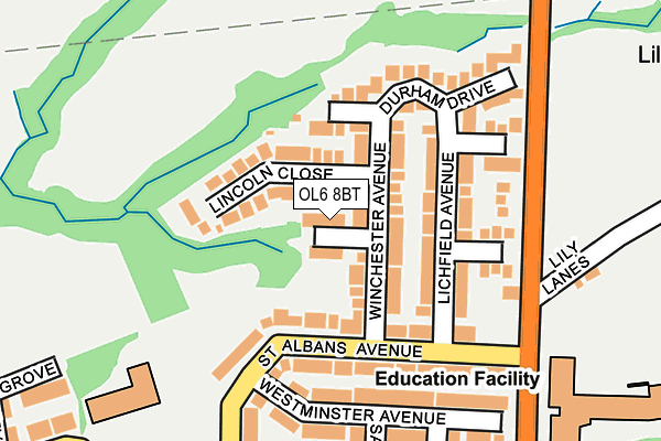 OL6 8BT map - OS OpenMap – Local (Ordnance Survey)