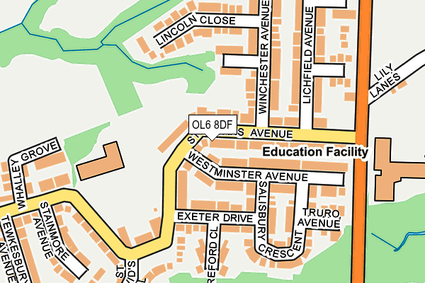 OL6 8DF map - OS OpenMap – Local (Ordnance Survey)