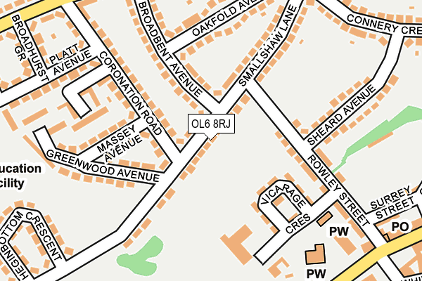 OL6 8RJ map - OS OpenMap – Local (Ordnance Survey)