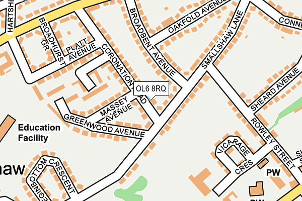 OL6 8RQ map - OS OpenMap – Local (Ordnance Survey)