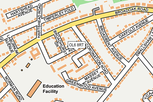 OL6 8RT map - OS OpenMap – Local (Ordnance Survey)