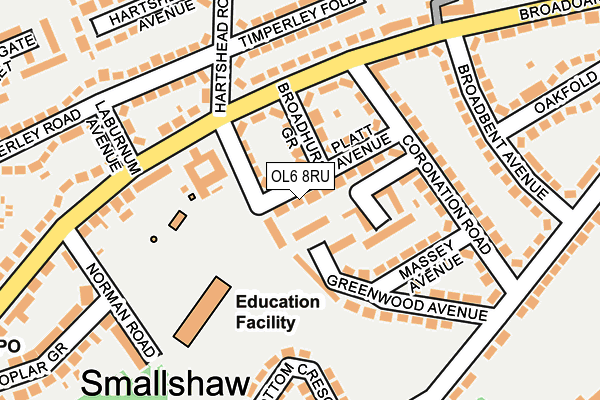 OL6 8RU map - OS OpenMap – Local (Ordnance Survey)