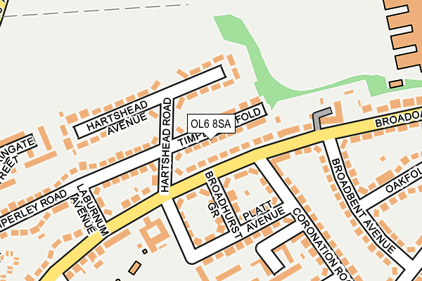OL6 8SA map - OS OpenMap – Local (Ordnance Survey)