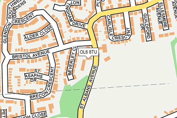 OL6 8TU map - OS OpenMap – Local (Ordnance Survey)