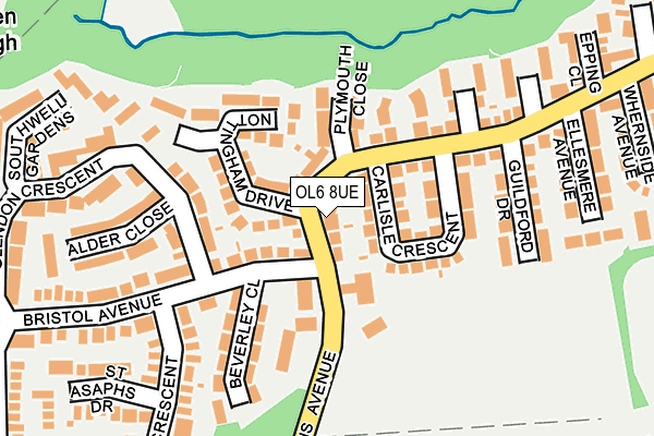 OL6 8UE map - OS OpenMap – Local (Ordnance Survey)