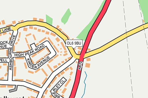 OL6 9BU map - OS OpenMap – Local (Ordnance Survey)