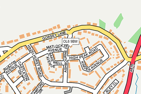 OL6 9BW map - OS OpenMap – Local (Ordnance Survey)