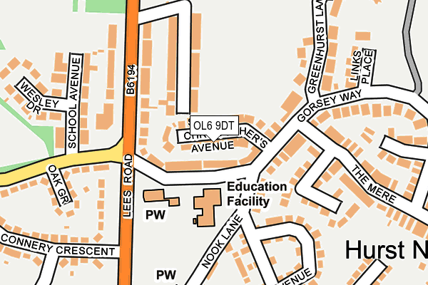 OL6 9DT map - OS OpenMap – Local (Ordnance Survey)