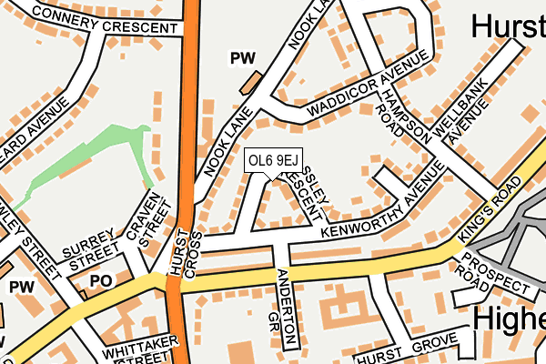 OL6 9EJ map - OS OpenMap – Local (Ordnance Survey)