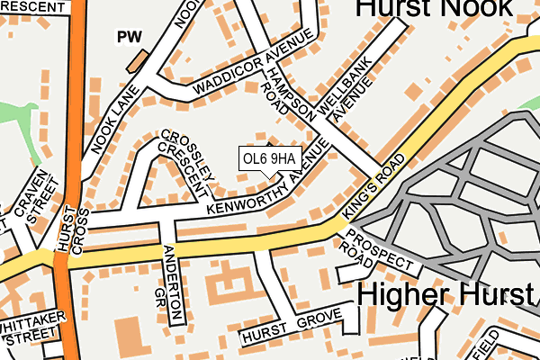 OL6 9HA map - OS OpenMap – Local (Ordnance Survey)