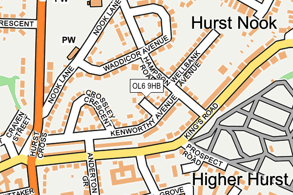 OL6 9HB map - OS OpenMap – Local (Ordnance Survey)