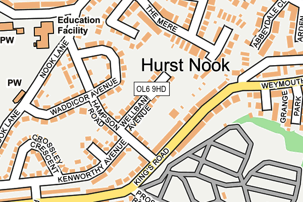 OL6 9HD map - OS OpenMap – Local (Ordnance Survey)