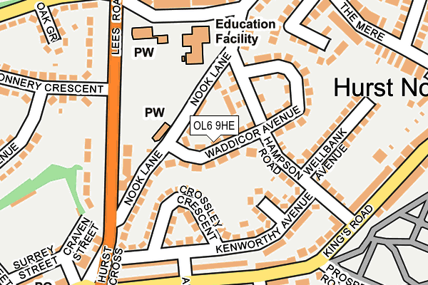 OL6 9HE map - OS OpenMap – Local (Ordnance Survey)