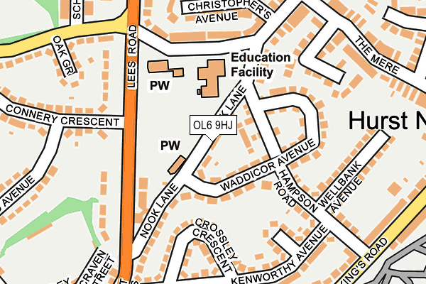 OL6 9HJ map - OS OpenMap – Local (Ordnance Survey)